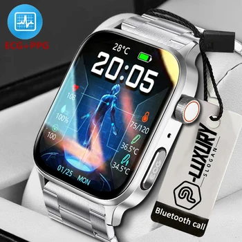 2023 Новые Неинвазивные Умные Часы для измерения уровня сахара в крови, Мужские Часы с 1,85-дюймовым HD-экраном, Стресс-тест Температуры тела, ЭКГ + PPG, NFC Smartwatch