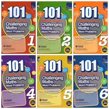6 Книг / Набор 101 Учебник сложных Математических задач на слова Сингапурская Начальная школа 1-6 класс Учебник по математике Учебник по английскому языку
