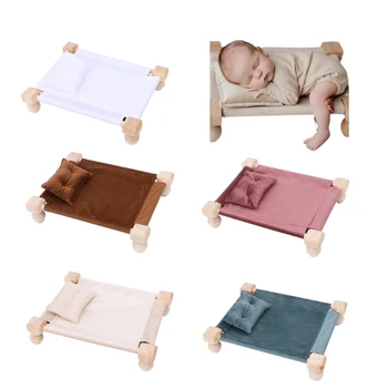 67JC Кукольная кровать, Маленькая деревянная кровать, реквизит для фотосъемки новорожденных, Современная кровать, Кровать для новорожденных, Рустикальный Детский реквизит для фотосъемки, Набор реквизита для фотосъемки