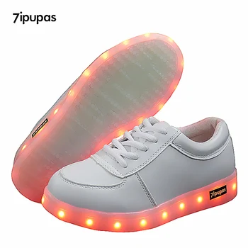 7ipupas Young White USB Charger Обувь с подсветкой для мальчиков и девочек, Светящиеся кроссовки, Детская обувь со светодиодной подсветкой, тапочки, Повседневные светящиеся кроссовки