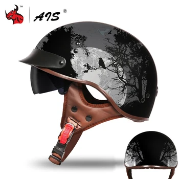 AIS Ретро Мотоциклетный шлем Винтажный Мото Шлем Летний Скутер с открытым лицом, Байкер, Гоночный мотоцикл, шлем Для верховой езды, Casco Moto
