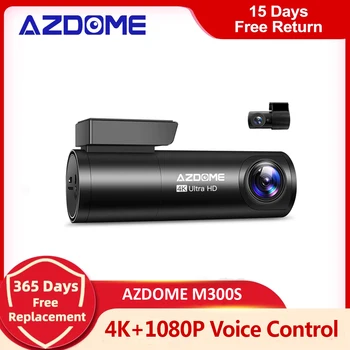AZDOME M300S Автомобильные Регистраторы 4K + 1080P Камера заднего вида (бесплатно 64G TF) 800-мегапиксельный объектив GPS Wifi Автомобильный Видеорегистратор с голосовым Управлением Dash Cam Ночного Видения