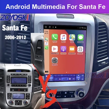 Android 12 Автомобильный радио Мультимедийный Видеоплеер Навигация GPS Для Hyundai Santa Fe 2 2006-2012 Tesla 2din Авто Головное устройство Carplay