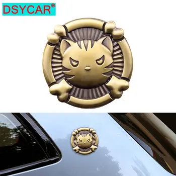 DSYCAR 1 шт. Металлическая наклейка на автомобиль, череп кота из цинкового сплава, крутой значок для автомобилей, грузовиков, мотоциклов