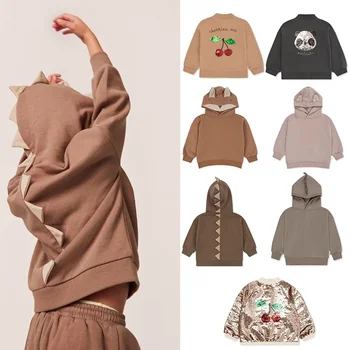 EnkeliBB, супер модные детские осенние куртки для мальчиков и девочек, бренд KS, зимняя одежда для малышей, топы, пальто с вишневым рисунком