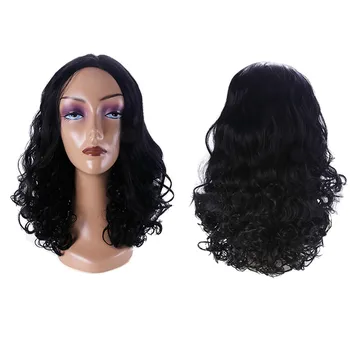 HEALLOR 32 см Черные длинные вьющиеся волнистые парики из волос, термостойкие женские модные вечерние костюмы для косплея