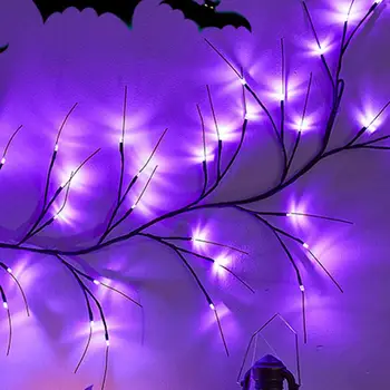Halloween Ligh Жуткий декор для Хэллоуина, Светодиодные фонари из ивовой лозы на батарейках с несколькими режимами для фотосъемки