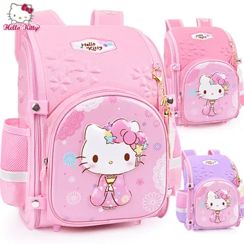 Hello Kitty, детский рюкзак для девочек, оригинальные школьные сумки Kawaii, рюкзак Sanrio, кошелек, детские сумки для девочек, кошелек на молнии, рюкзак