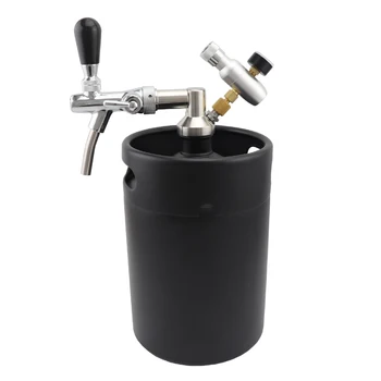 Homebrew Mini Keg 5L Система Кегирования пива под давлением Mini Growler из нержавеющей Стали Матово-Черный Регулируемый Пивной Кран и регулятор CO2