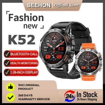K52 Смарт-часы Мужские с Пользовательским Набором Bluetooth-вызова, Часы для отслеживания сердечного ритма, кислорода в крови, Трекер здоровья, 360*360 HD экран, Спортивные Умные часы.