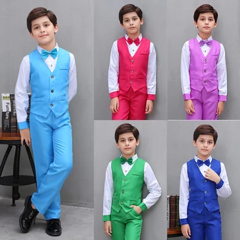 LOLANTA 4 шт., вечерние жилетные костюмы для мальчиков, комплекты детской одежды, Наряды для выступлений на фортепиано на свадьбу от 3 до 12 лет