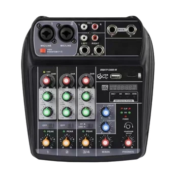 Micfuns A4 4-Канальный Профессиональный USB Bluetooth Аудио DJ Микшерный пульт для записи музыкальных выступлений на сцене Караоке-система