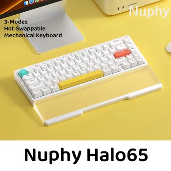 Nufy Halo65 RGB с возможностью горячей замены Bluetooth 2,4 G Беспроводная 65% Механическая Игровая клавиатура PBT Keycaps Gateron Switch, Совместимая с Win/