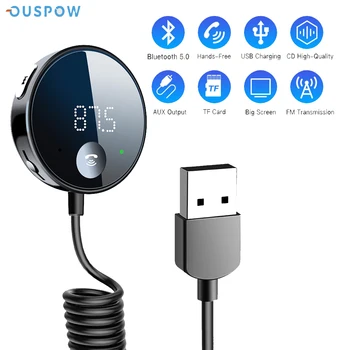 Ouspow Bluetooth 5.0 Автомобильный Аудиопередатчик Беспроводной Bluetooth FM-передатчик AUX Аудиоприемник MP3-плеер Автомобильный комплект громкой связи