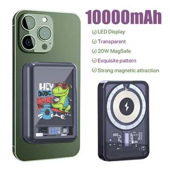 PSDA 3D CAT 10000 мАч 20 Вт Прозрачный Магнитный Банк Питания Для iphone 15 14 Pro Магнитное Беспроводное Зарядное Устройство Внешний Аккумулятор