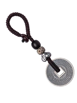 S999 Серебряная сутра сердца Праджня Кнопка мира брелок для ключей Мужская подвеска для ключей от машины женская подвеска из стерлингового серебра подарок для сохранности