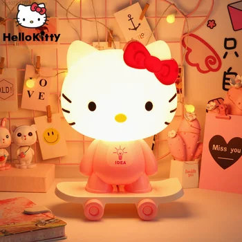Sanrio Hello Kitty Креативный Мультяшный Ночник, Вставляемый Светильник для Сна в Спальне, Защита Глаз, Милая Прикроватная Лампа, Украшение Стола