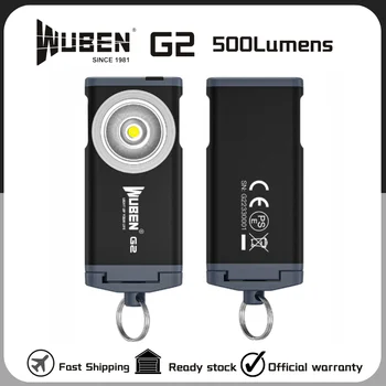 WUBEN G2 Type-C, перезаряжаемый брелок для ключей, 500 люмен, Дальность луча 47 метров, Встроенный аккумулятор, мини-фонарик с магнитным хвостом