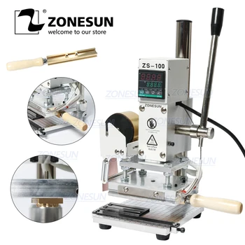ZONESUN ZS-100 Двойного назначения, ручная машина для горячего тиснения логотипом фольгой, термопресс-машина для тиснения кожи и бумаги из ПВХ