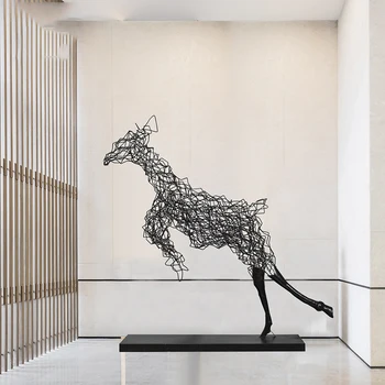 Абстрактное произведение искусства с геометрическими животными на полу, современный отдел продаж, вестибюль коммерческого центра, украшение гостиной