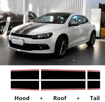 Автомобильный стайлинг для Volkswagen Scirocco GTS, автомобильные наклейки на капот + крышу + хвост, виниловые наклейки для украшения кузова автомобиля