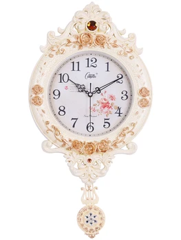 Большие Настенные часы В гостиной, Винтажные европейские часы-качели, Роскошные Бесшумные Часы в стиле Шебби-Шик, Настенные Часы Orologio Da Parete Decor SC316