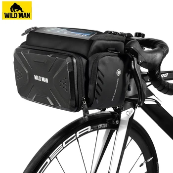 Велосипедная сумка WILD MAN Большой емкости С водонепроницаемой передней трубкой, велосипедная сумка MTB, сумка на руль, Передняя сумка для багажника, Аксессуары для велосипеда
