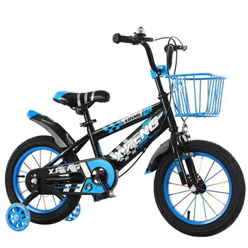 Детский портативный велосипед с тренировочными колесами и корзиной, Регулируемая Высокая нагрузка, Для начинающих от 6 до 12 лет, 16 дюймов, 18 дюймов