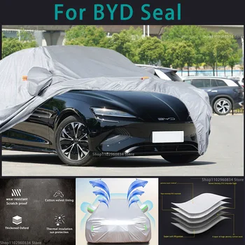 Для BYD Seal 210T Водонепроницаемые автомобильные чехлы с защитой от солнца и ультрафиолета, пыли, дождя, Снега, Защитный чехол для Авто