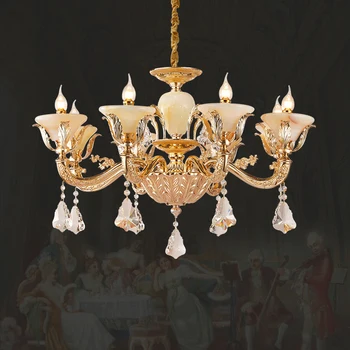 Европейская Латунная Роскошная хрустальная подвесная лампа Гостиничный проект, светильник для гостиной, Французская классическая Роскошная Медная Люстра