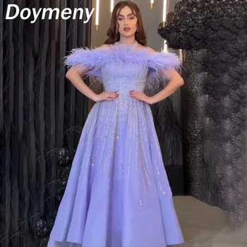 Женские платья для выпускного вечера Doymeny, расшитые бисером, коктейльное платье трапециевидной формы с открытыми плечами, элегантные вечерние платья для вечеринок