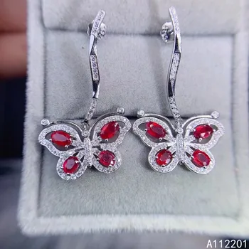 Изысканные Ювелирные изделия Из Стерлингового серебра 925 пробы, вставка с натуральными драгоценными камнями, Популярные женские модные рубиновые серьги-бабочки, Подставка для ушей D