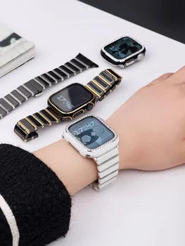 Керамический ремешок Для Apple Watch Ultra 49 мм 45 мм 41 мм 44 мм 40 мм 42 мм 38 мм Женские наручные часы и корпус для часов серии 8 7 SE 3 4 5 6