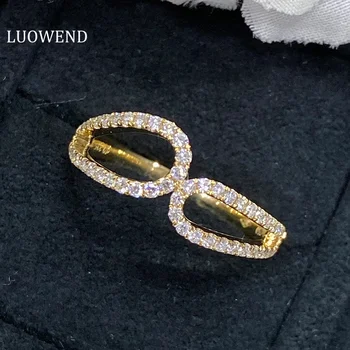 Кольца из желтого золота LUOWEND 18 Карат, роскошное кольцо с натуральным бриллиантом, модный дизайн, обручальное кольцо для женщин, подарок на день помолвки, праздничный подарок