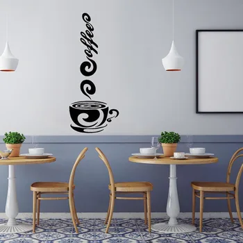 Креативная Кофейная Кружка, Наклейки на стену для Кафе, Наклейки на Дверь Кофейни, Наклейки для Гостиной, Кухонные Наклейки, Водонепроницаемый Съемный ПВХ
