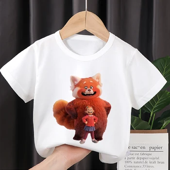 Летняя Детская футболка Kawaii Pixar Disney Mei Animal Fox Повседневная Одежда с героями мультфильмов Harajuku, Детские Забавные футболки, Новые топы