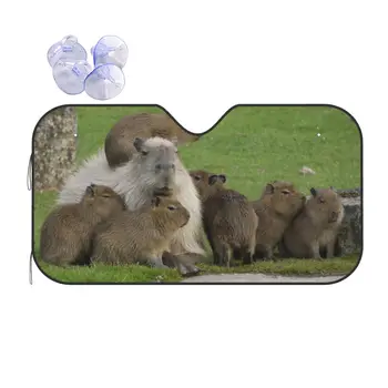 Модный солнцезащитный козырек на лобовое стекло Capybara Famliy 76x140 см, солнцезащитный козырек из алюминиевой фольги с животными, Ледяной щит, защита от пыли