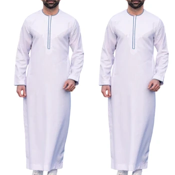 Мужской кафтан для мусульман Саудовской Аравии с длинным рукавом, Исламская этническая одежда, Халат, Мужской Арабский халат R7RF