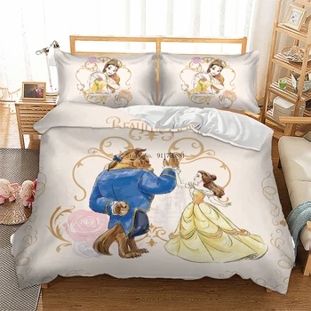 Набор постельного белья с рисунком Диснея Красавица и чудовище, Белоснежка, удобный пододеяльник, наволочка, спальня для девочек, декоративный домашний декор