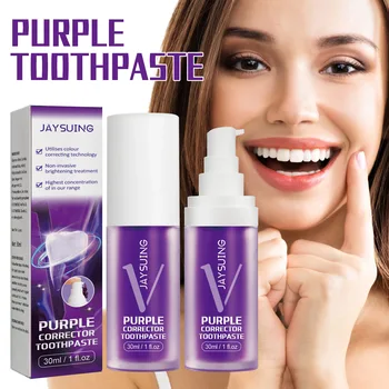 Новая фиолетовая зубная паста для красоты зубов, удаление пятен, Защита от пигментации, желтая чистка зубов, Ярко-белая чистка полости рта, 30 мл