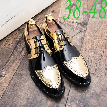 Официальные Кожаные туфли Большого Размера Модный Тренд Повседневной Кожаной обуви в Европе и Соединенных Штатах Мужская Свадебная обувь TX027