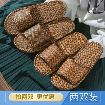 Пластиковые тапочки, сандалии и домашние коврики с защитой от скольжения, бамбуковые дышащие, тканые из бамбука, без запаха