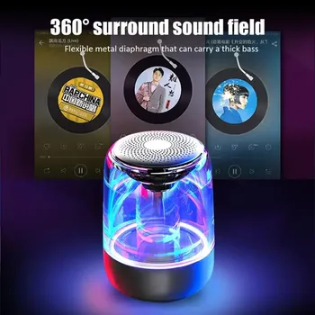 Портативный Bluetooth Динамик Мини Красочное Освещение Домашняя Звуковая Панель 6D Объемный Тяжелый Бас Открытый Беспроводной Прозрачный Звуковой Ящик