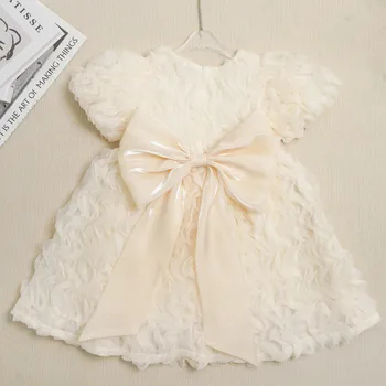 Праздничная одежда для девочек, милые платья-пачки для Крещения младенцев, Детские платья принцессы для малышей, вечернее платье с большим бантом от 2 до 7 лет