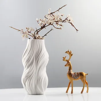 Скандинавская белая керамическая ваза для украшения, Вазы для сухих цветов, домашнего декора, аксессуаров для гостиной