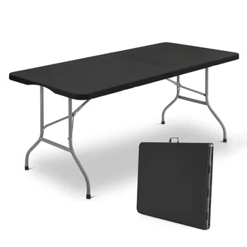 Складной стол SUGIFT 6 футов, Портативные пластиковые столы для вечеринок, пикника, кемпинга, Черный складной стол