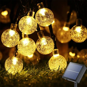 Солнечные струнные светильники, наружные 60 светодиодных хрустальных глобусов с 8 режимами, Водонепроницаемый внутренний свет на солнечной энергии для декора вечеринки в саду