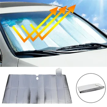 Солнцезащитный козырек на лобовое стекло автомобиля, изоляция из алюминиевой фольги, Пузырьковый тепловой щит на переднее стекло, складной чехол, подходит для различных размеров