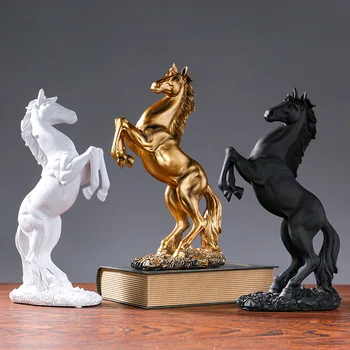 Статуэтка лошади из смолы, удача и богатство для украшения дома, орнамент в виде животных, Скульптурная художественная статуэтка, декор настольной полки