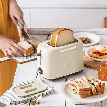 Тостер на 2 ломтика хлеба, устройство для приготовления сэндвичей для завтрака, быстрый нагрев, Автоматическая Электрическая выпечка, горячий гриль, Двухсторонний выдвижной лоток для шлака